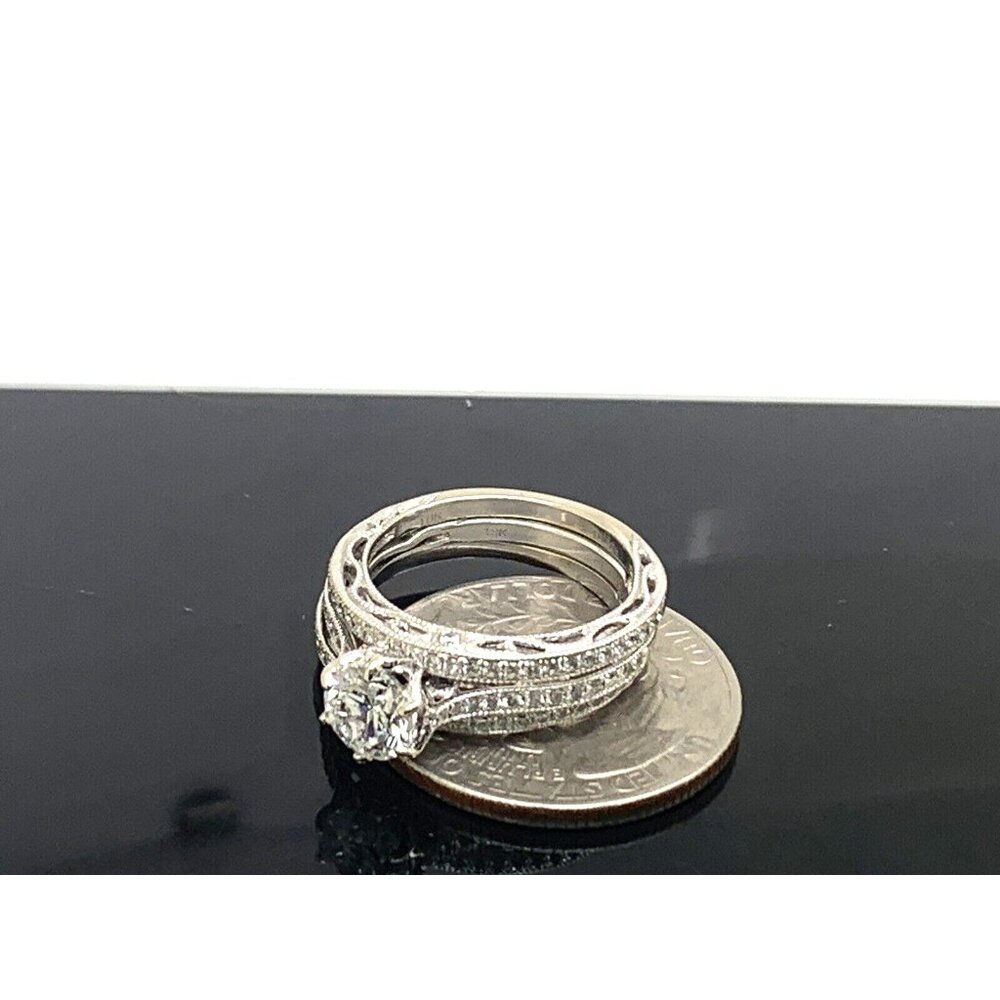 Parade Wedding Set 18k White Gold Diamond Engagement Ring Band Women's 6.25-6.5 - Picture 12 of 14